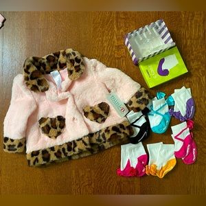 Pink Coat & cute socks